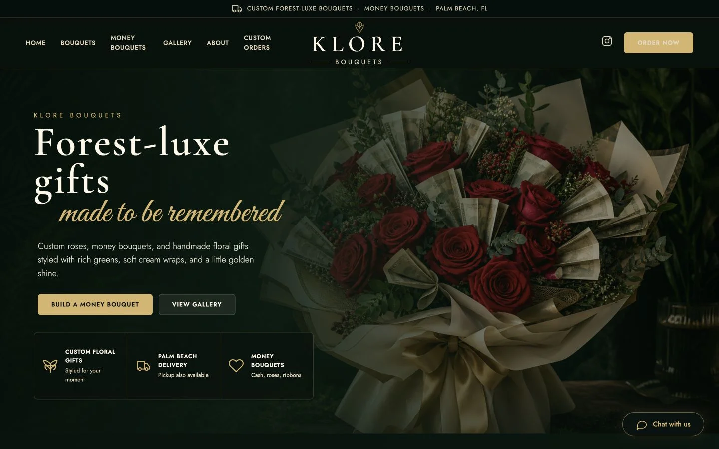 Klore Bouquets website screenshot